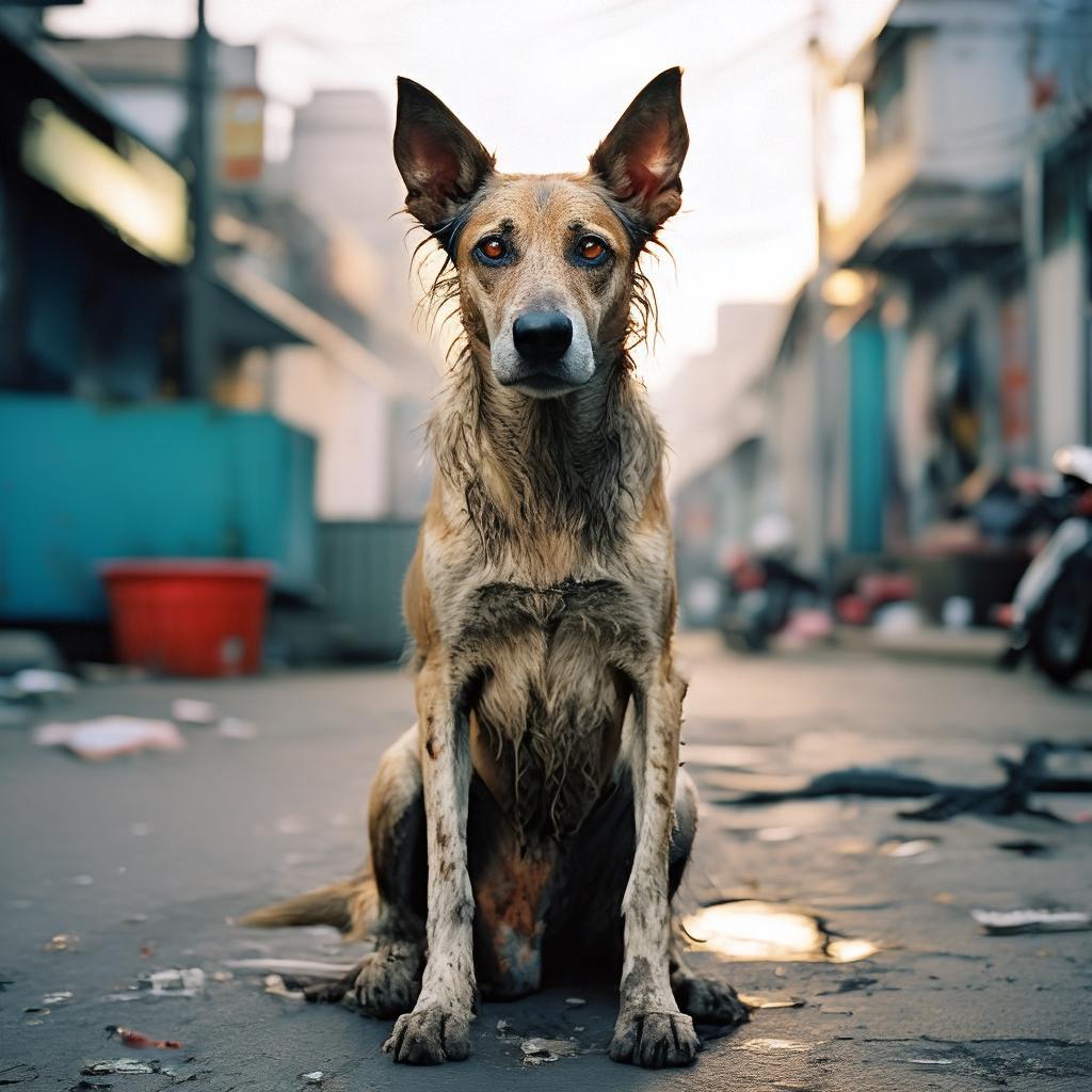 Abandoned dog on Bangkok street