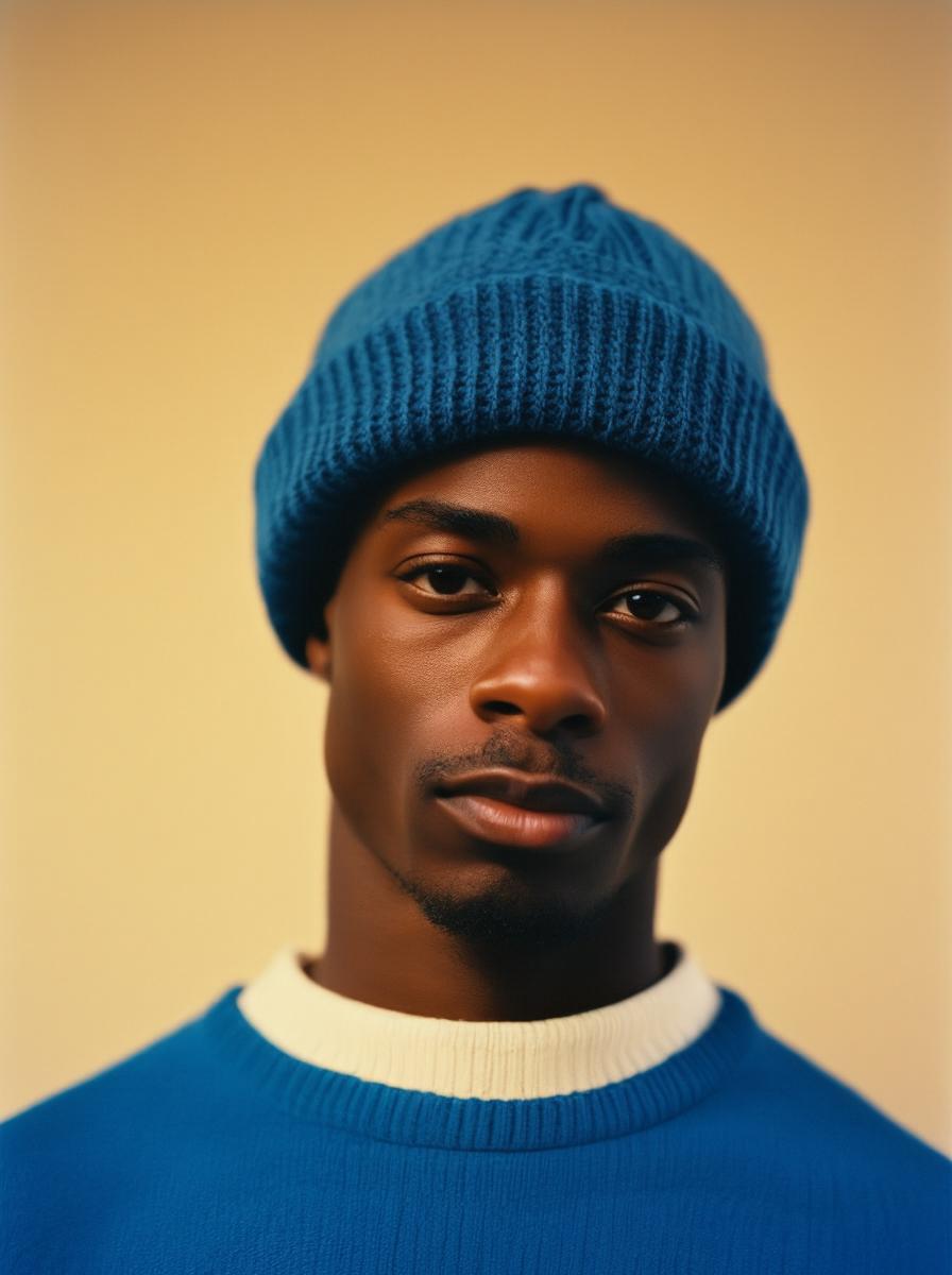 Blue beanie portrait
