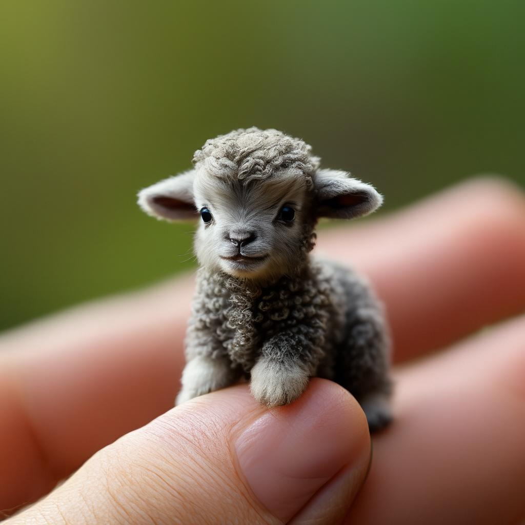 Tiny lamb on finger